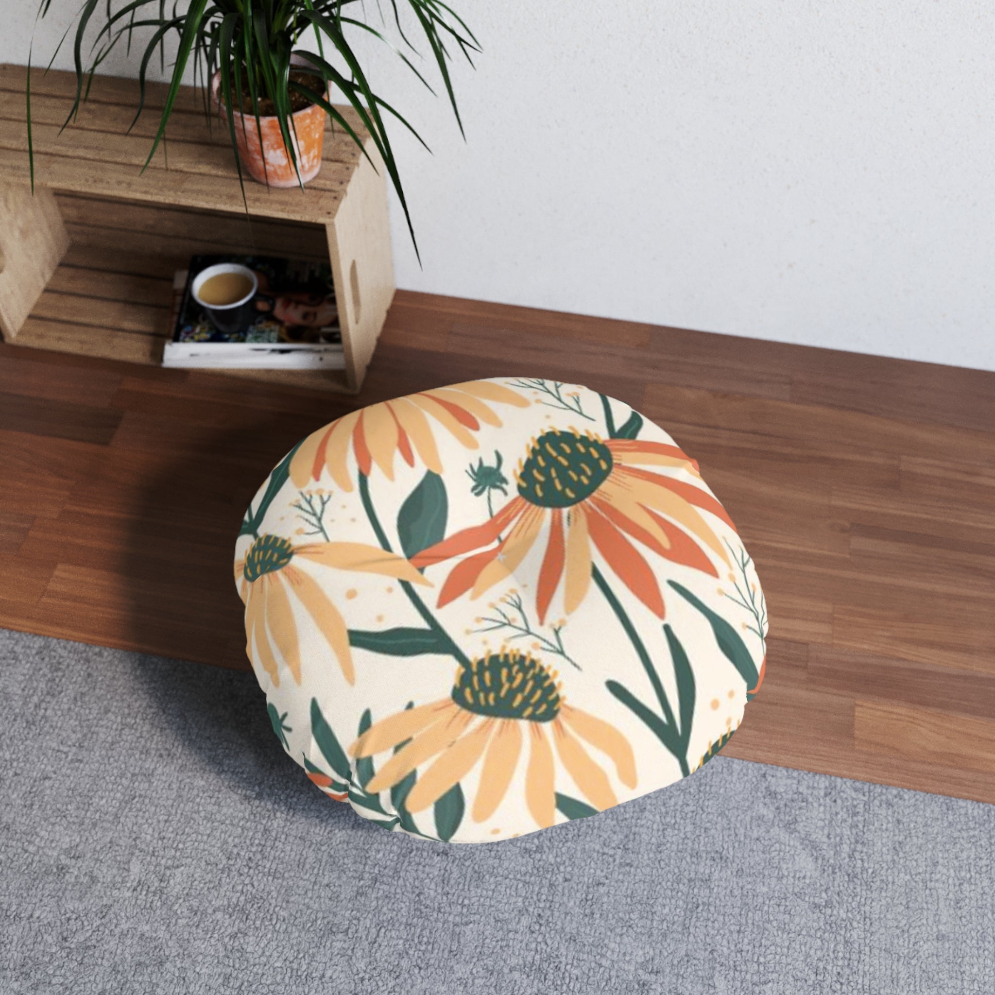Daisy Garden Floor Pillow Round